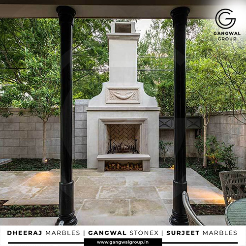 Statuario Marble On Outdoor Fireplaces